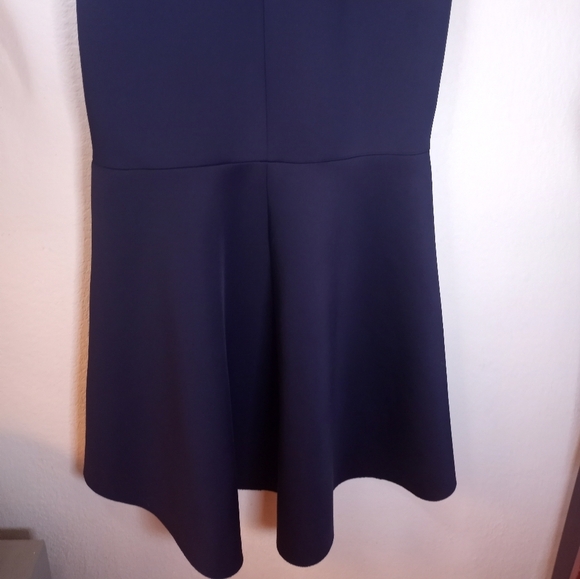 Eliza J Navy Sweetheart Neckline Off Shoulder High Low Mermaid Form Fitting Gown - Picture 7 of 10